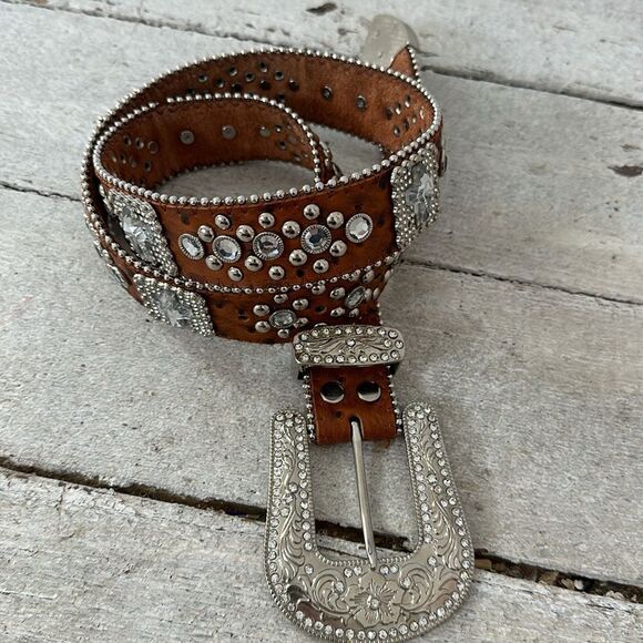 Y2k Vintage Montana West Blinged Out Cross Western Belt - Picture 1 of 6